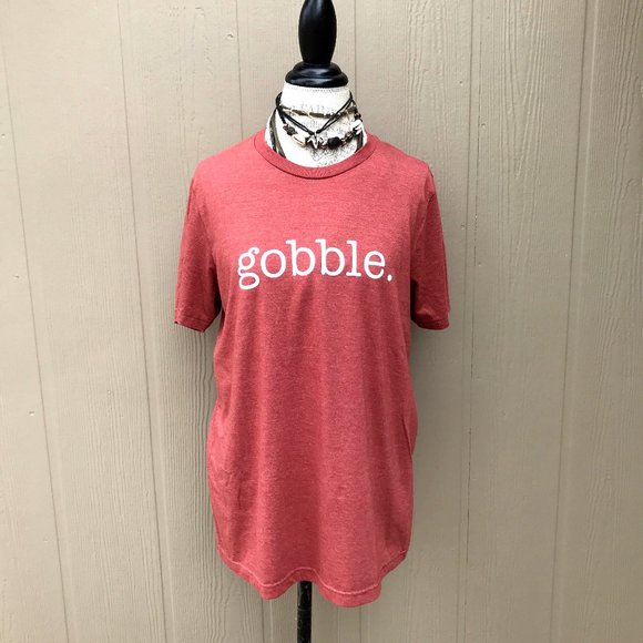 Gobble Thanksgiving Turkey Graphic T-Shirt Fall Holiday Top - Picture 2 of 8
